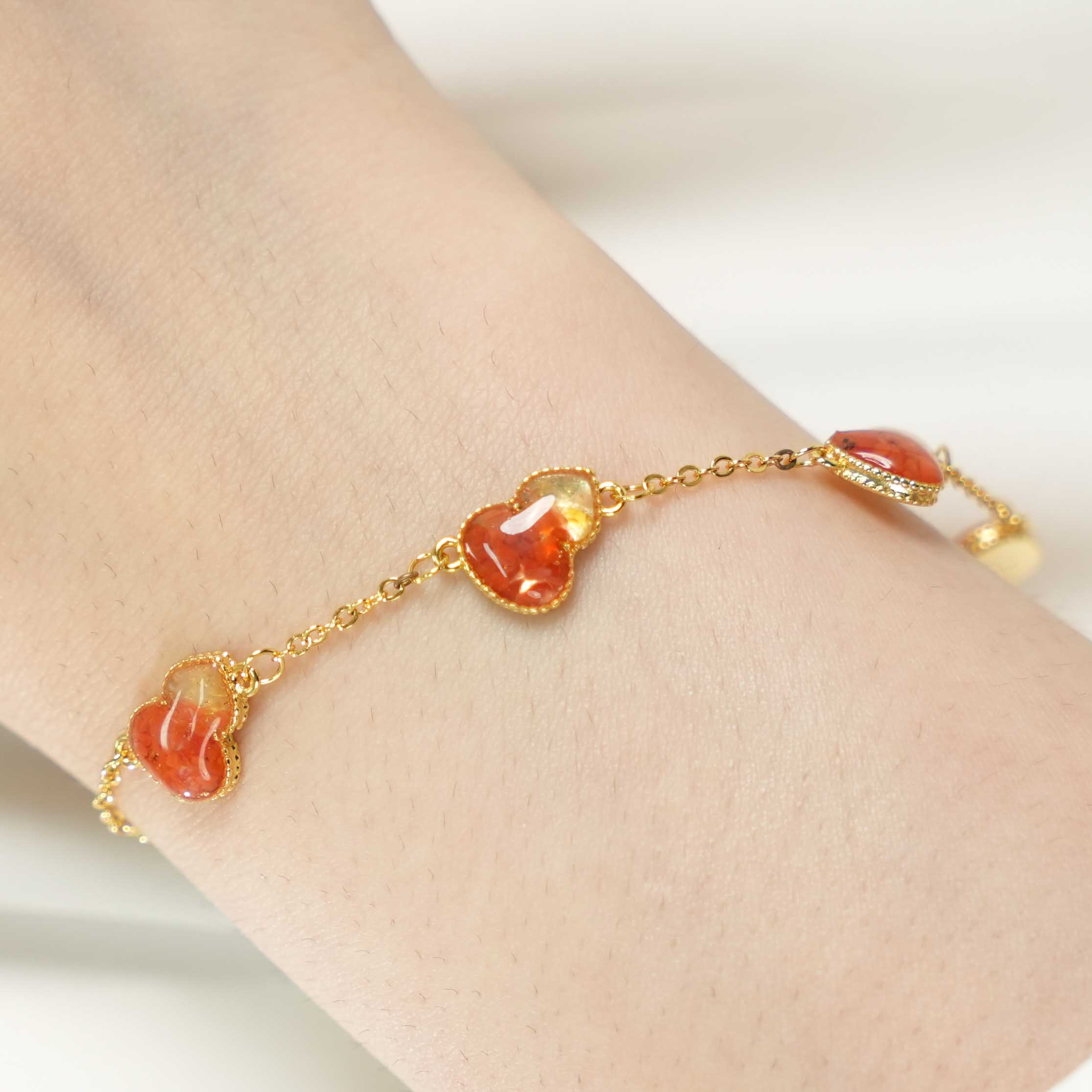 Color Stone Inlay Gourd Bracelet – Prosperous Red Series