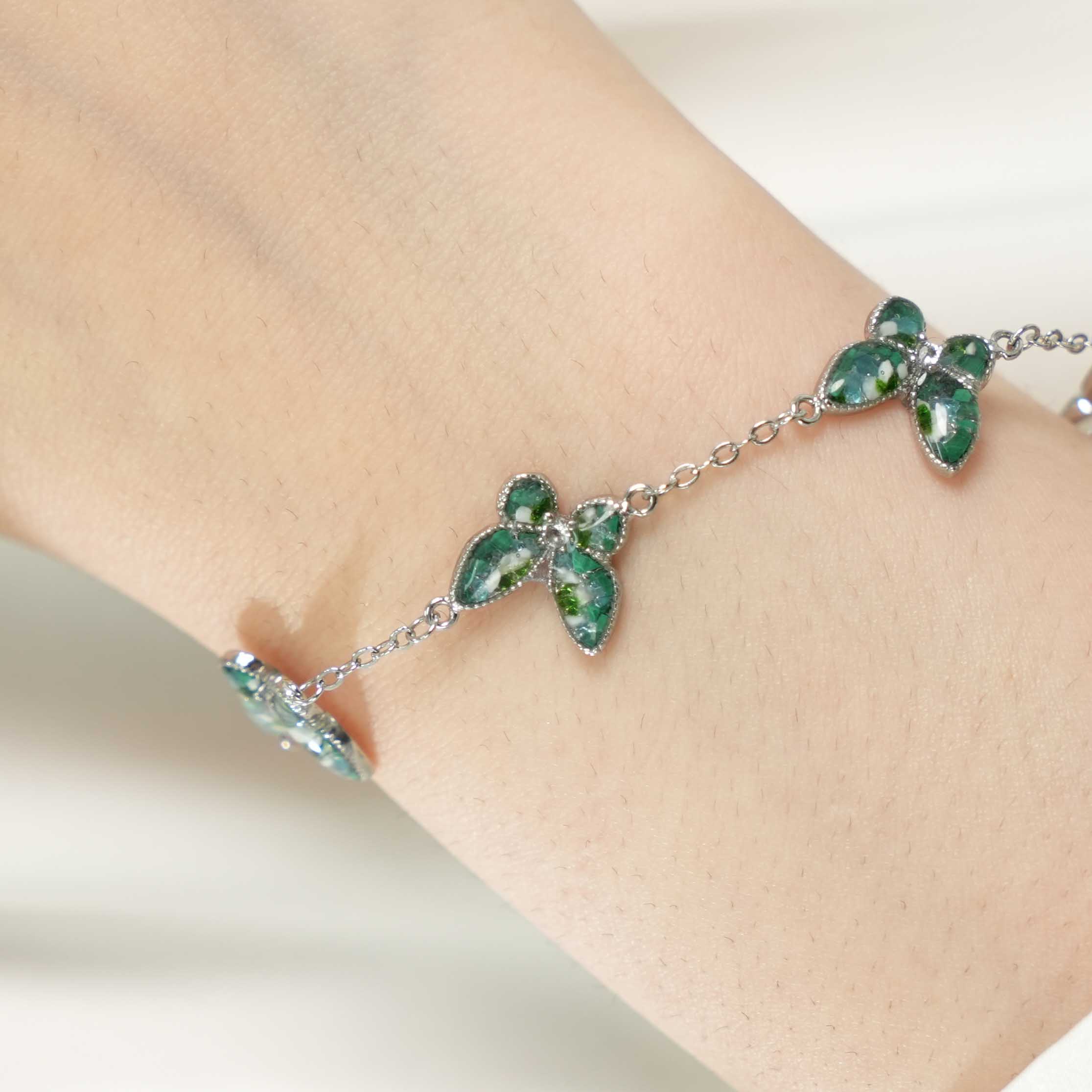 Color Stone Inlay Butterfly Bracelet – Jade Green Series