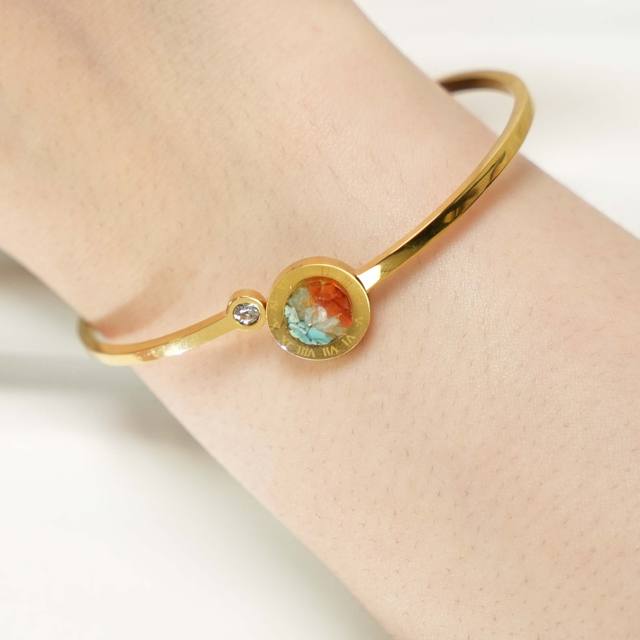 Gold Bangle — Roman Numeral Cuff Bracelet