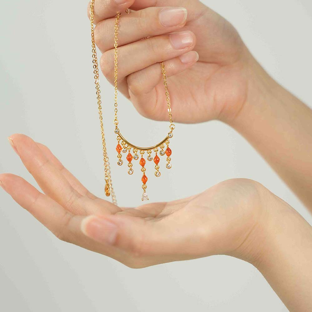 Color Stone Inlay Diamond Yingluo Necklace – Red & Prosperous Series