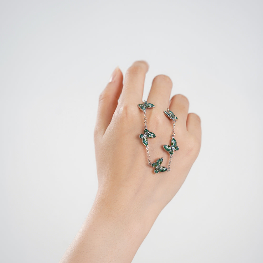 Color Stone Inlay Butterfly Bracelet – Jade Green Series