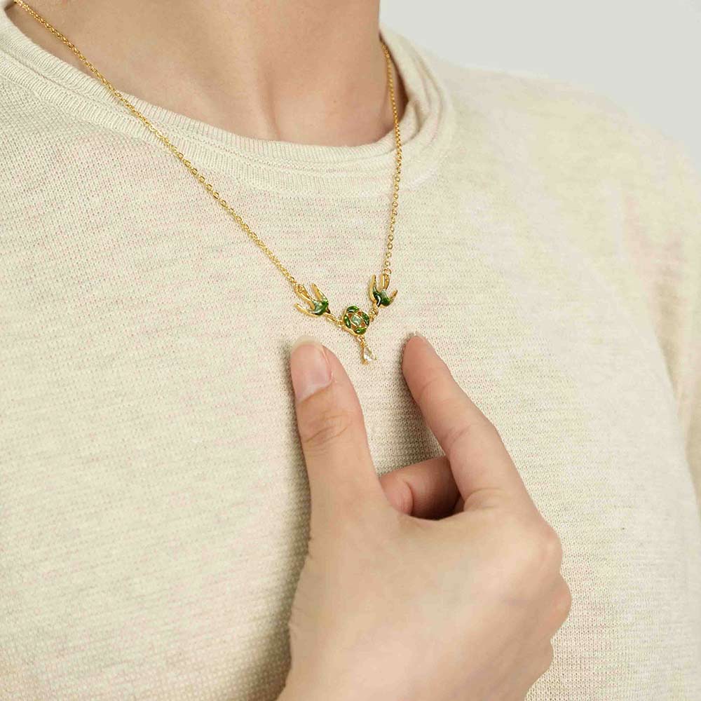 Color Stone Inlay Necklace – Swallow & Blossom Design