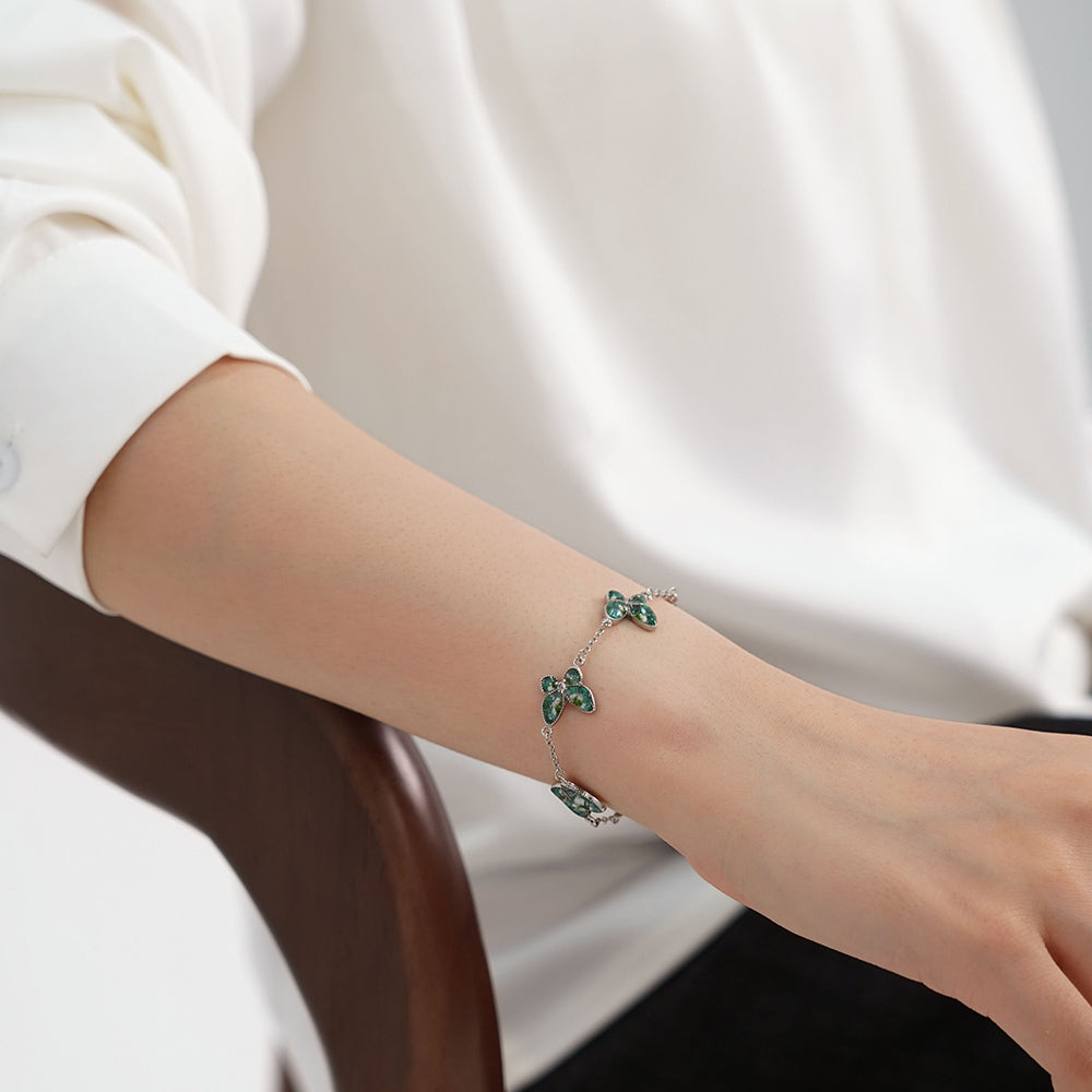 Color Stone Inlay Butterfly Bracelet – Jade Green Series