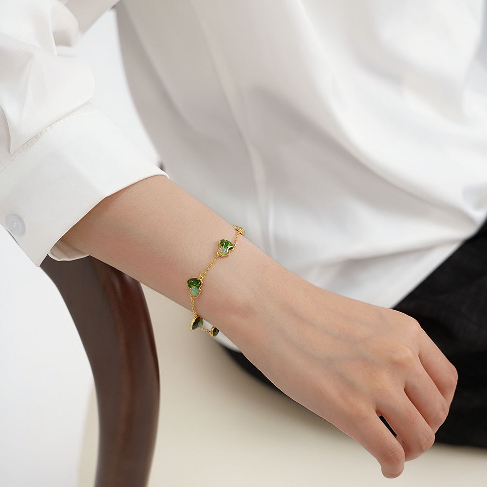 Color Stone Inlay Gourd Bracelet – Jade Green Series