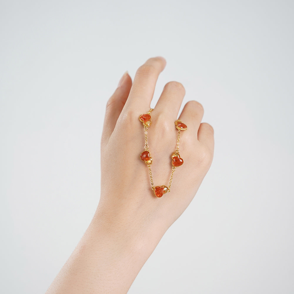Color Stone Inlay Gourd Bracelet – Prosperous Red Series