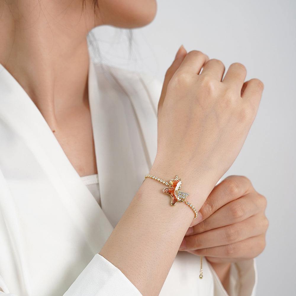 Color Stone Inlay Bracelet – Unicorn Pony, Prosperous Red Series