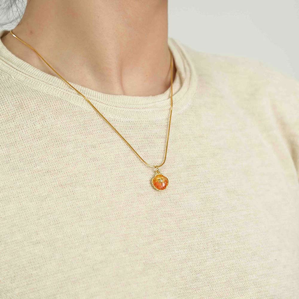 Color Stone Inlay Necklace Shell Blazing Red Collection