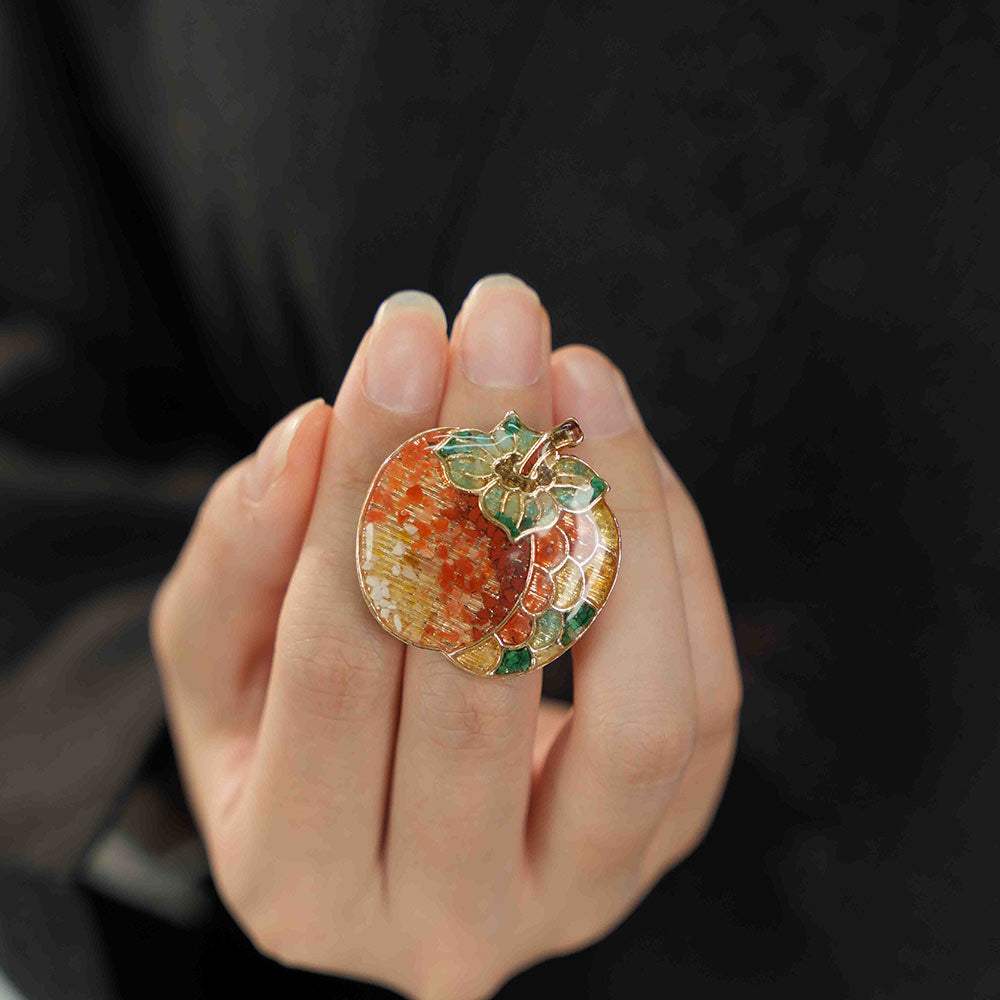 Color Stone Inlay Brooch – Prosperous Persimmon