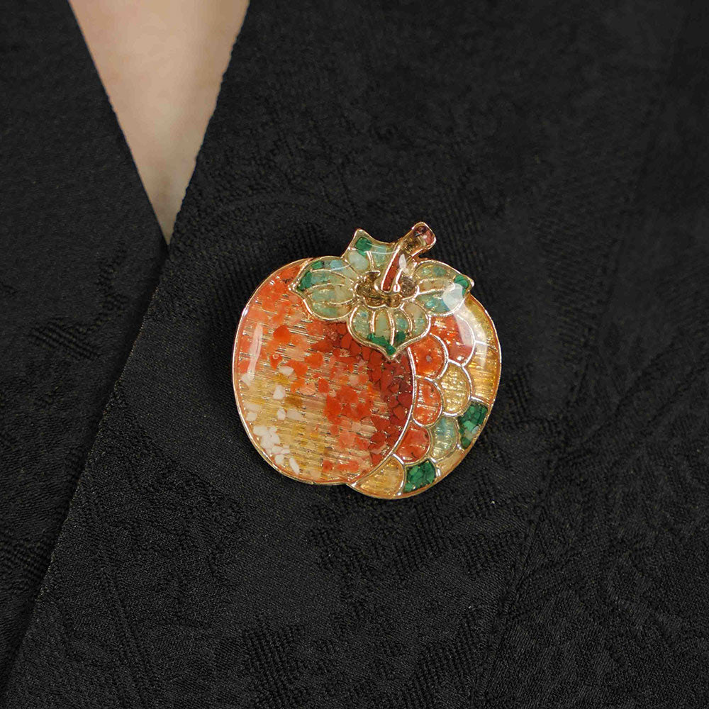 Color Stone Inlay Brooch – Prosperous Persimmon