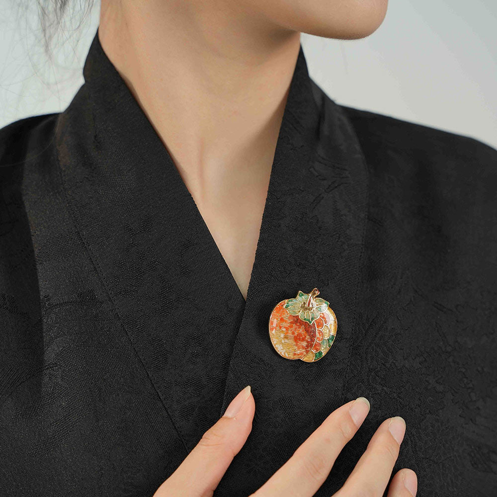 Color Stone Inlay Brooch – Prosperous Persimmon