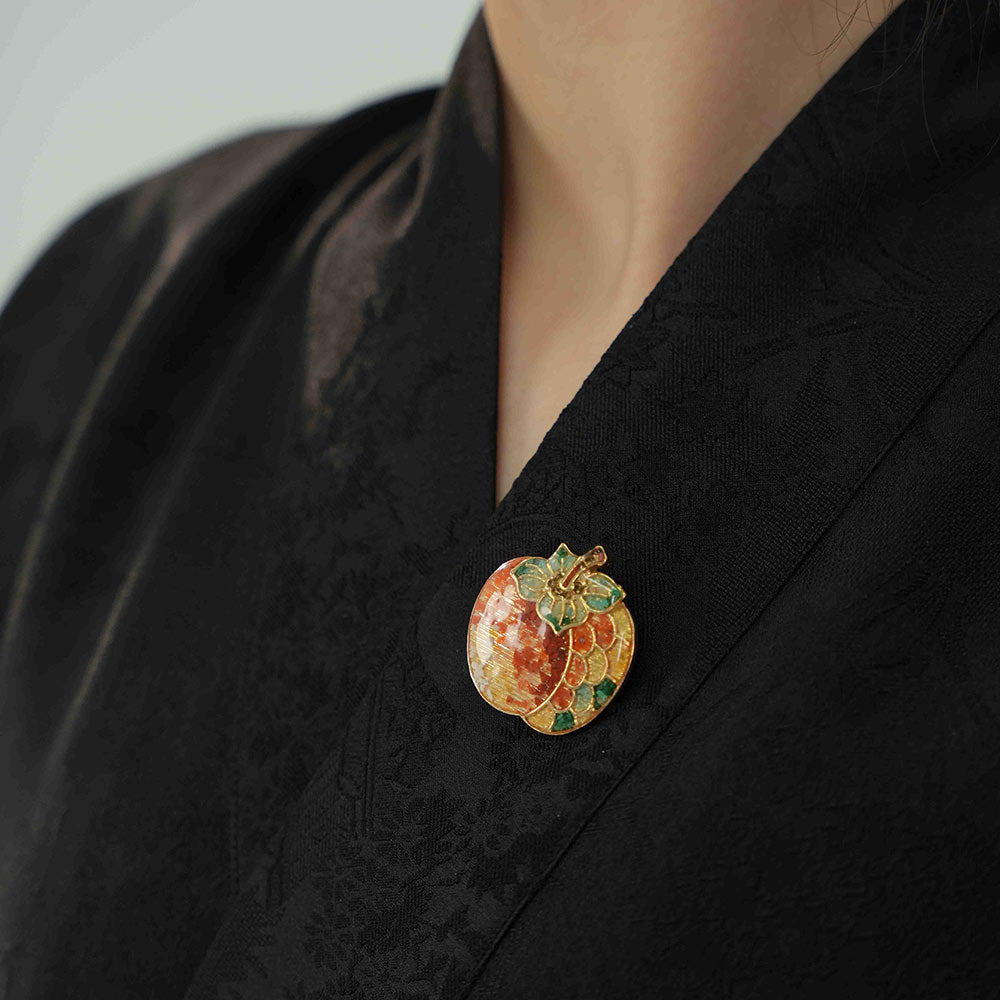 Color Stone Inlay Brooch – Prosperous Persimmon