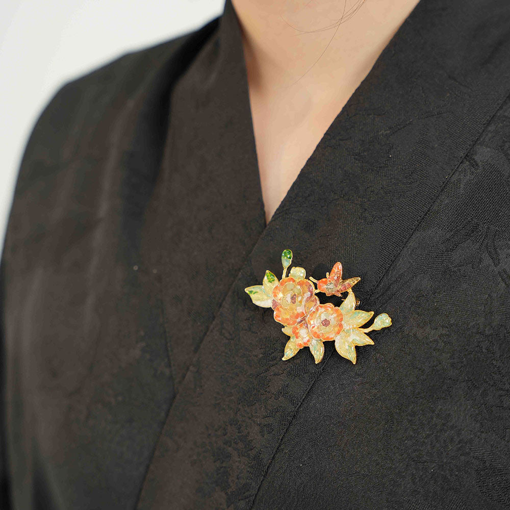 Color Stone Inlay Peony Brooch – Prosperity Bloom