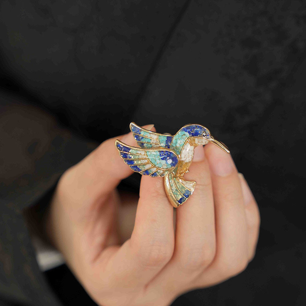 Vintage Enameled Brooch: Kingfisher Collection