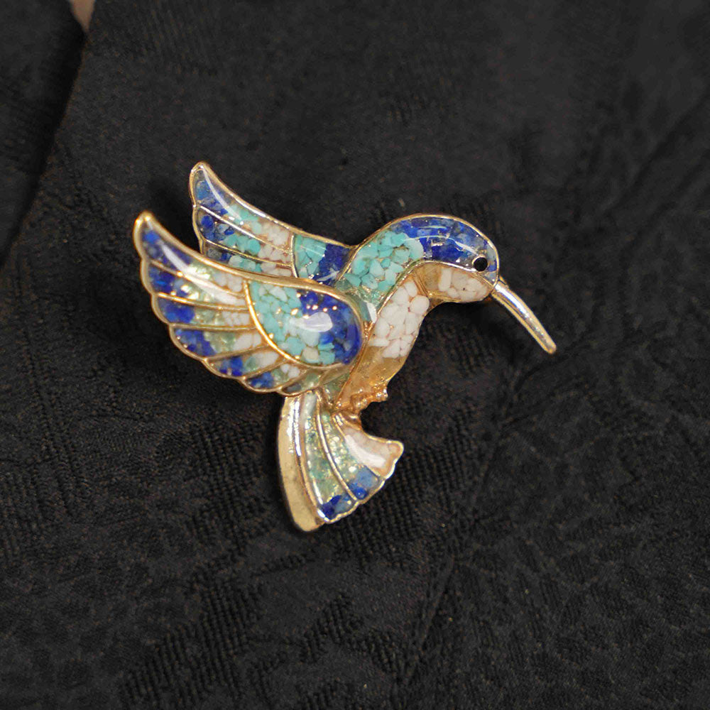 Vintage Enameled Brooch: Kingfisher Collection