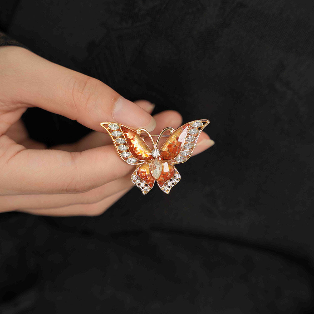 Exquisite Red Stone Inlay Flying Butterfly Brooch