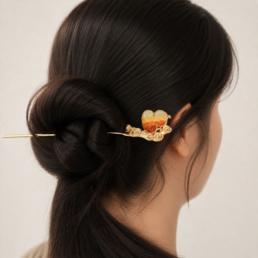 Double-Sided Cloud Gourd Hairpin with Color Stone Inlay