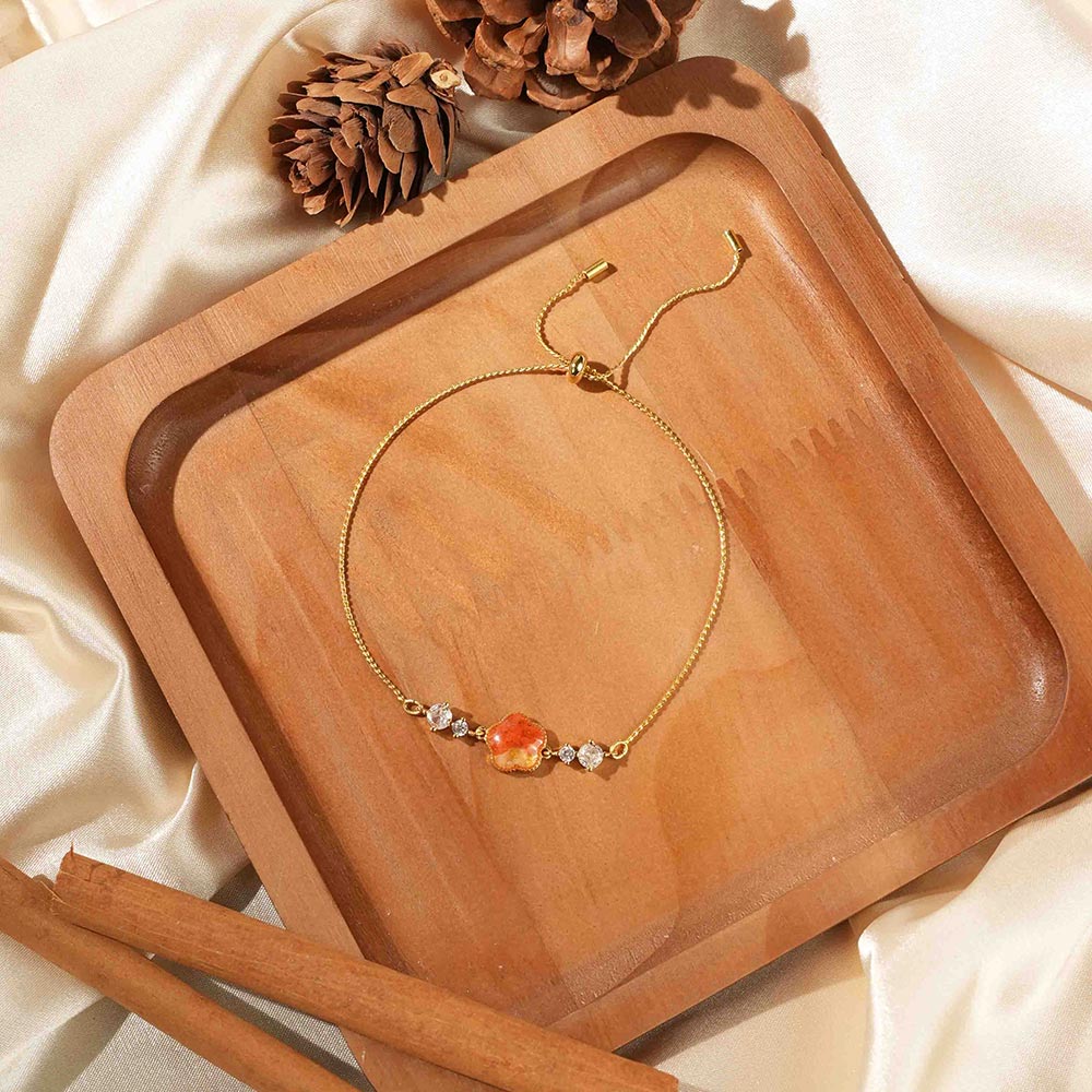 Color Stone Inlay Plum Blossom Bracelet – Prosperous Red Series