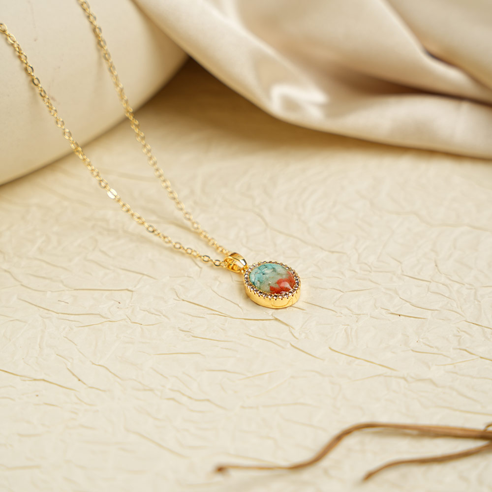 Color Stone Inlay Necklace – Dunhuang Red