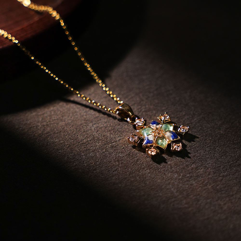 Snowflake Necklace – Blue & White Series