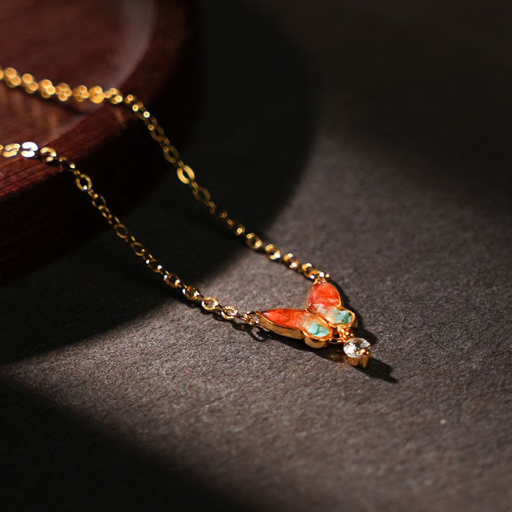 Small Butterfly Necklace – Dunhuang Red