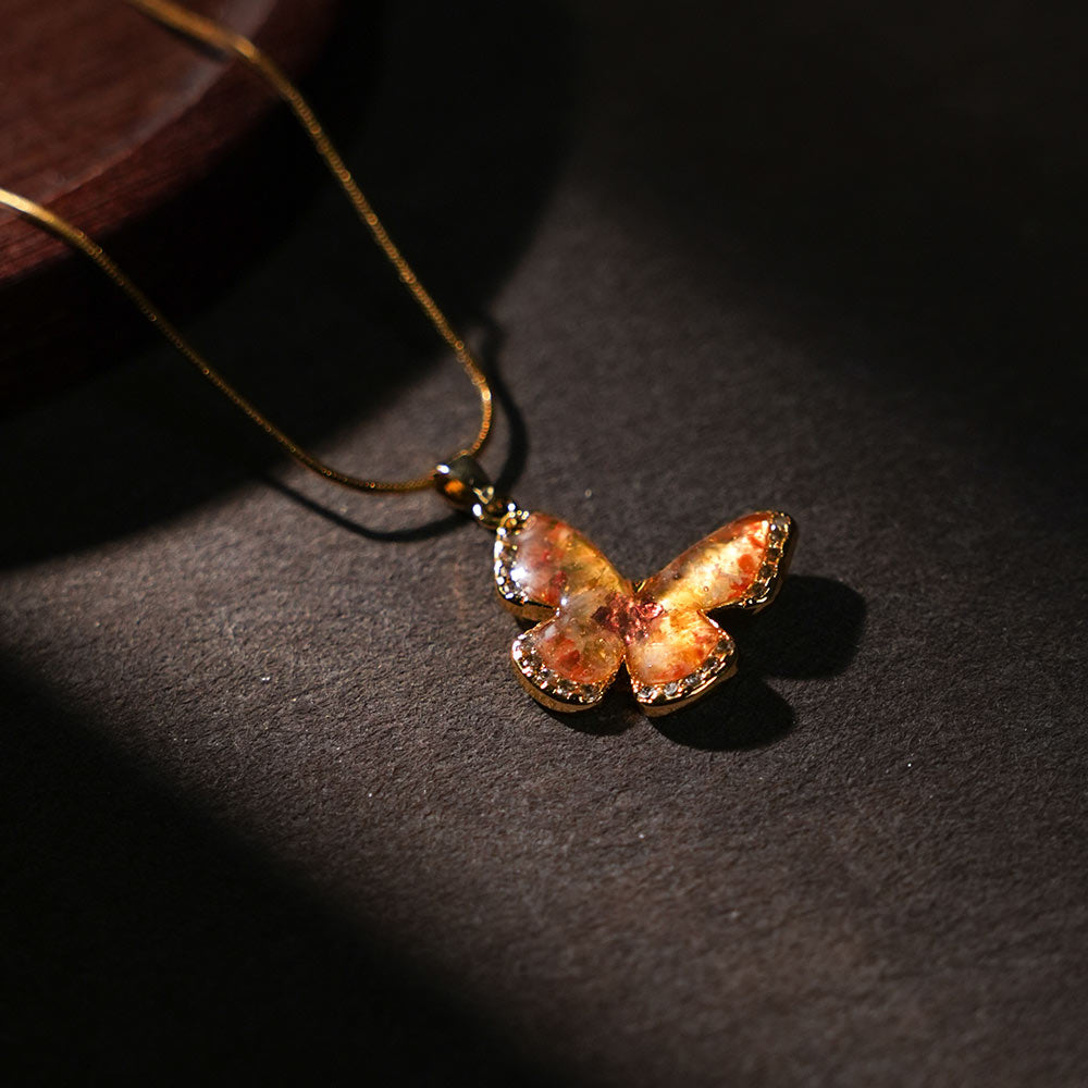 Butterfly Necklace – Prosperous Red 15MM with Crystals