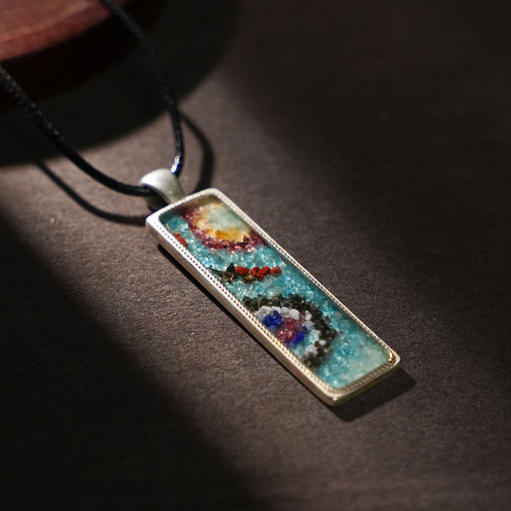 Necklace – Rectangular, Blue & Purple Dunhuang