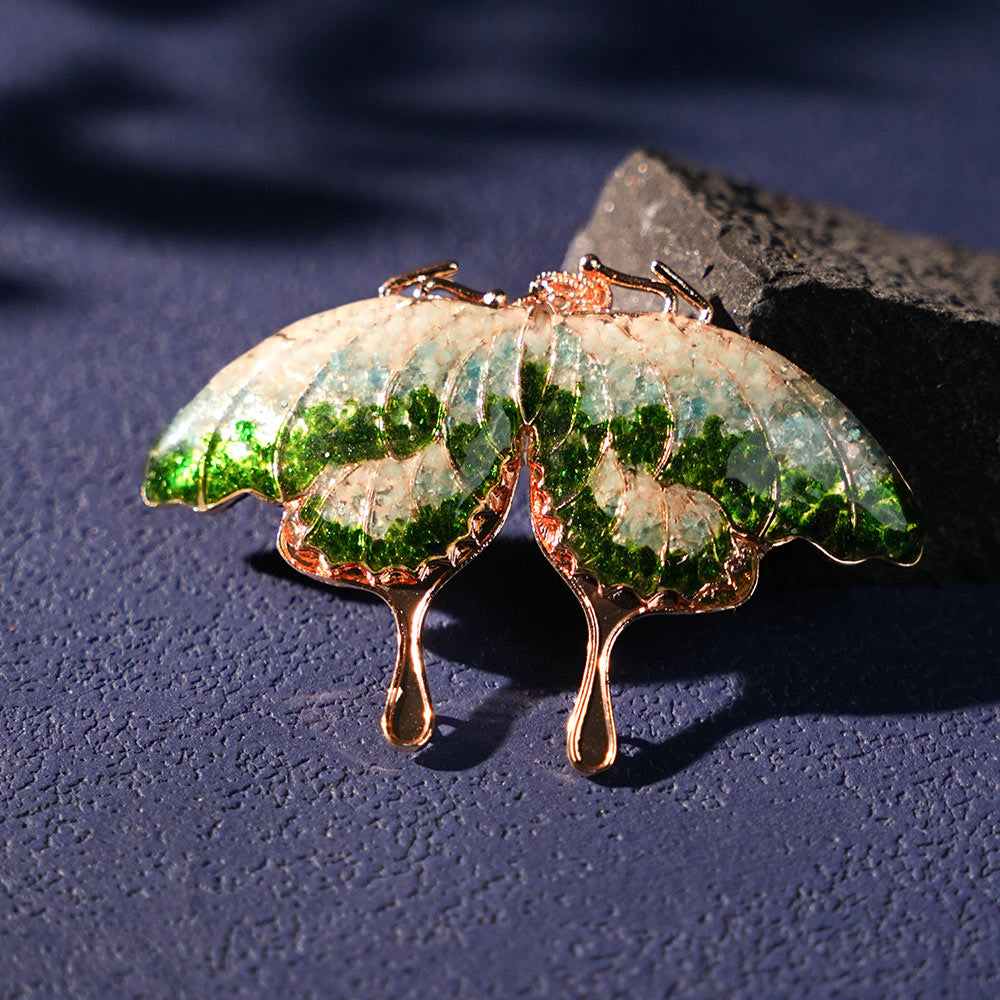 Jade Green Butterfly Brooch
