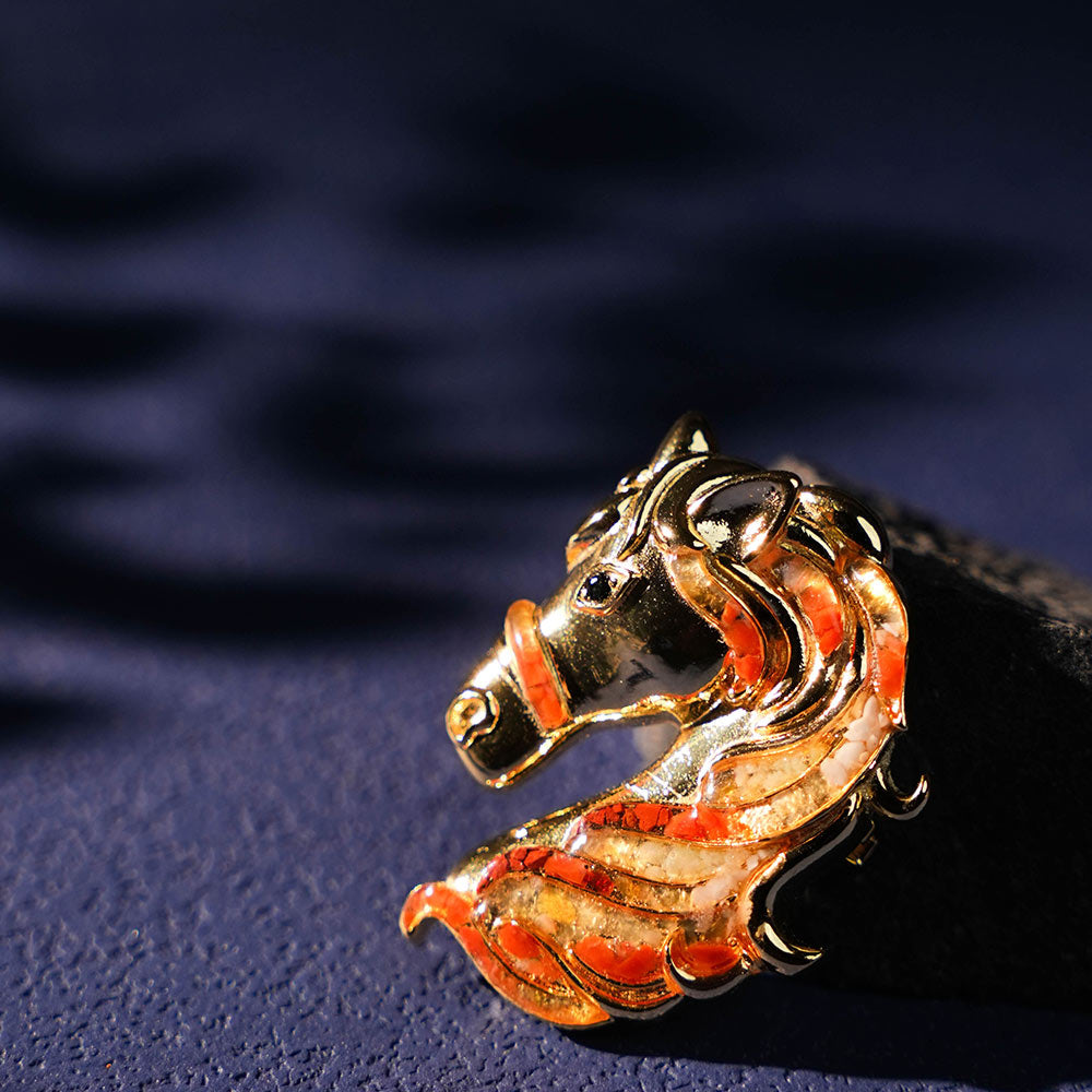 Horse Brooch – Prosperous Red Series