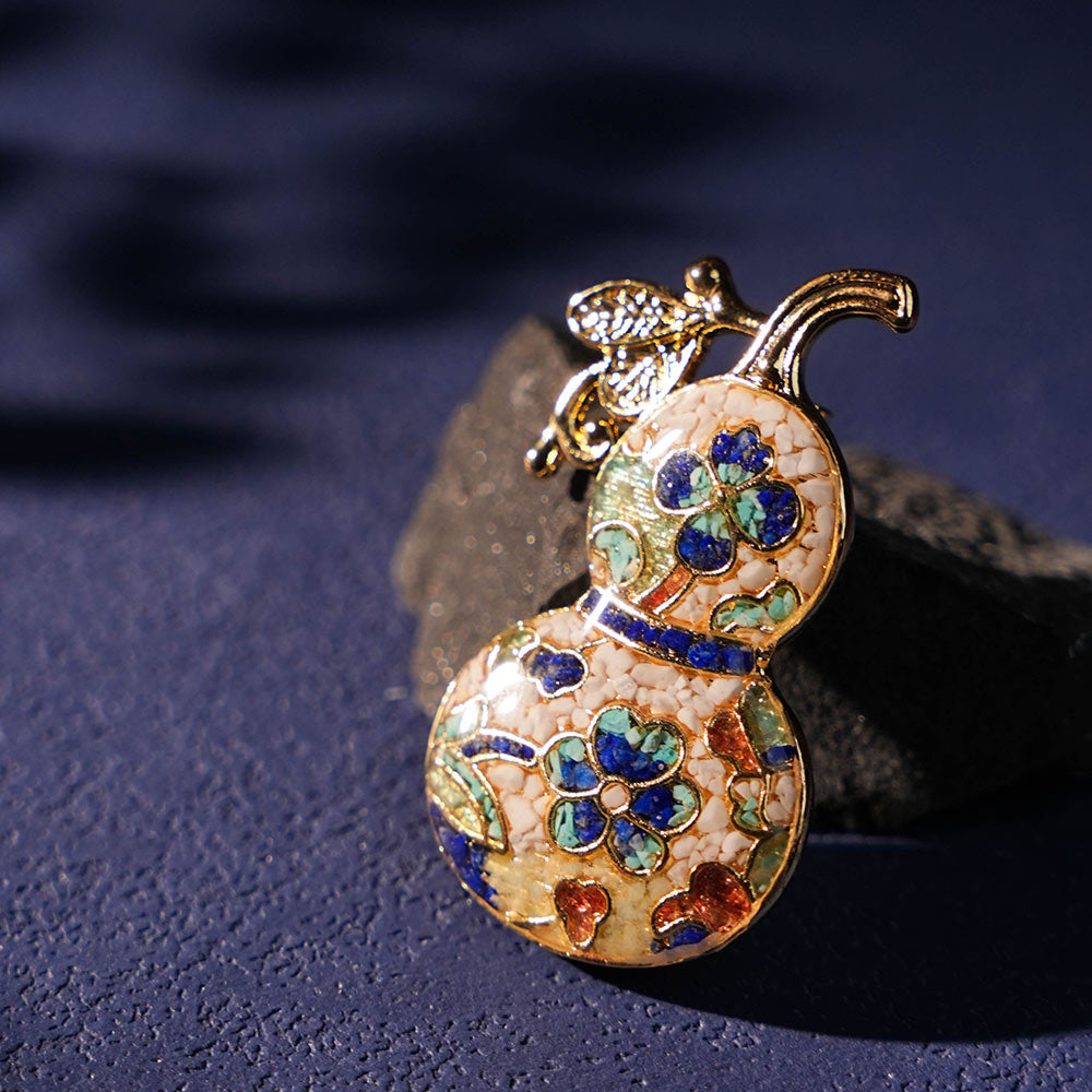 Multi-Gourd Brooch – Blue & White Series
