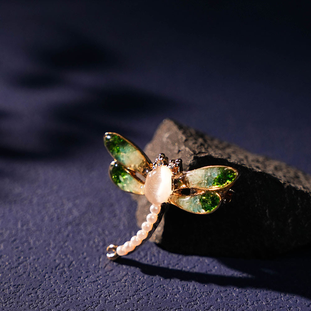 Jade Green Dragonfly Brooch