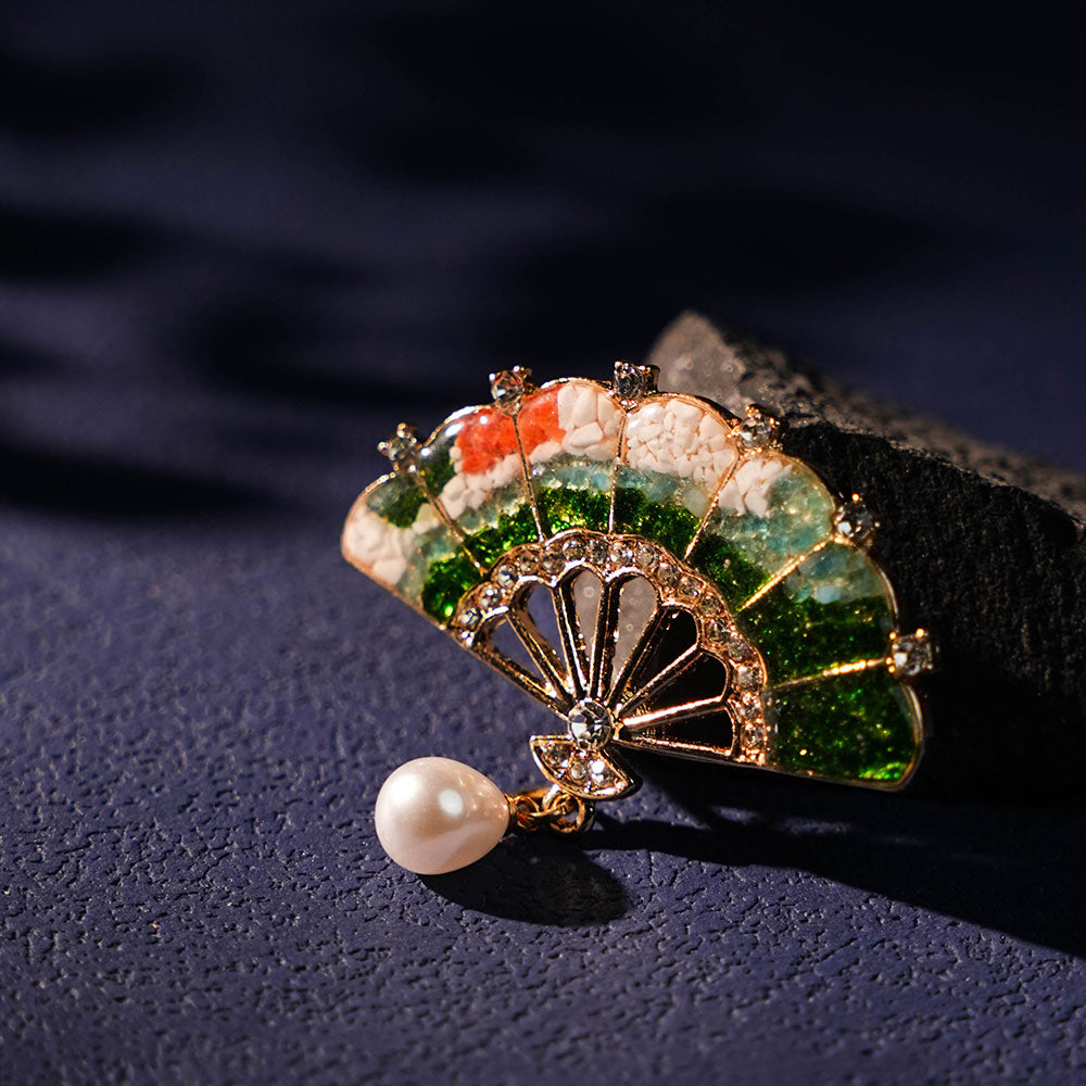 Fan Brooch – Misty Jiangnan