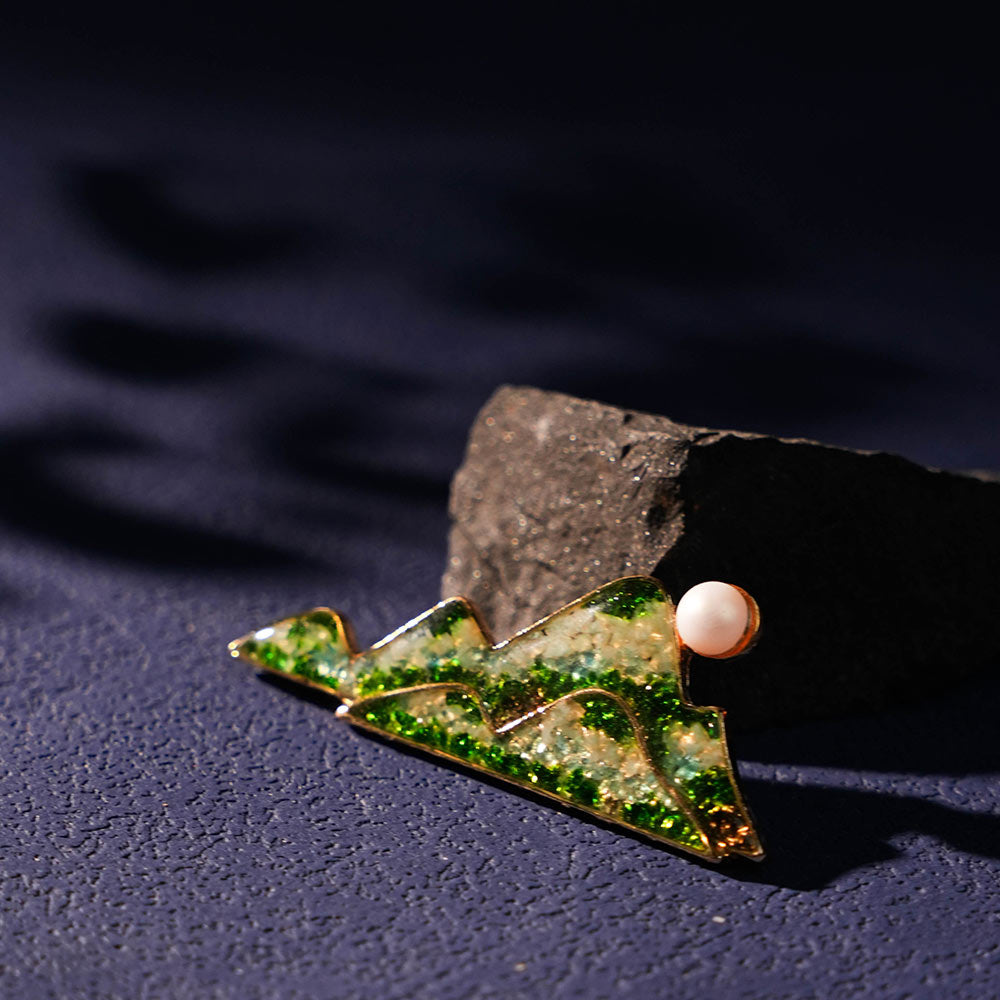 Jade Green Landscape Brooch