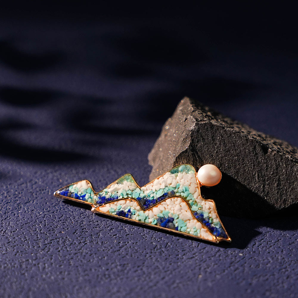 Lapis Lazuli Landscape Brooch