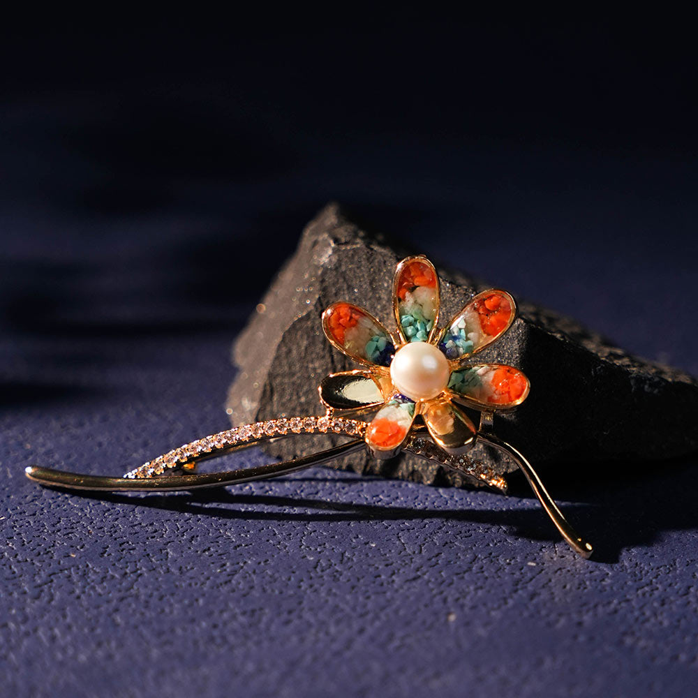 Dunhuang Style Daisy Flower Brooch