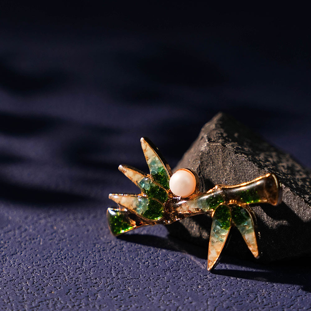 Jade Green Bamboo Brooch