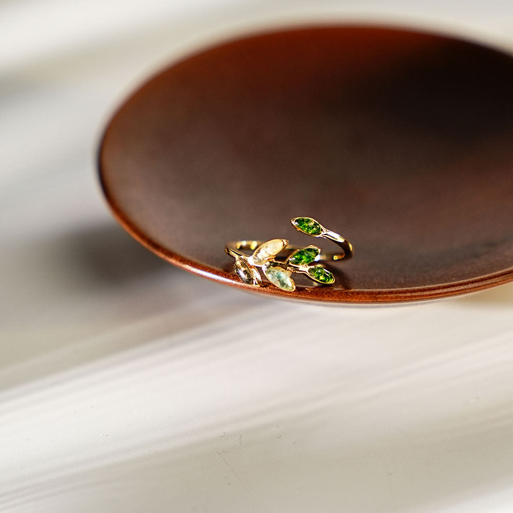 Adjustable Jadeite Olive Branch Ring