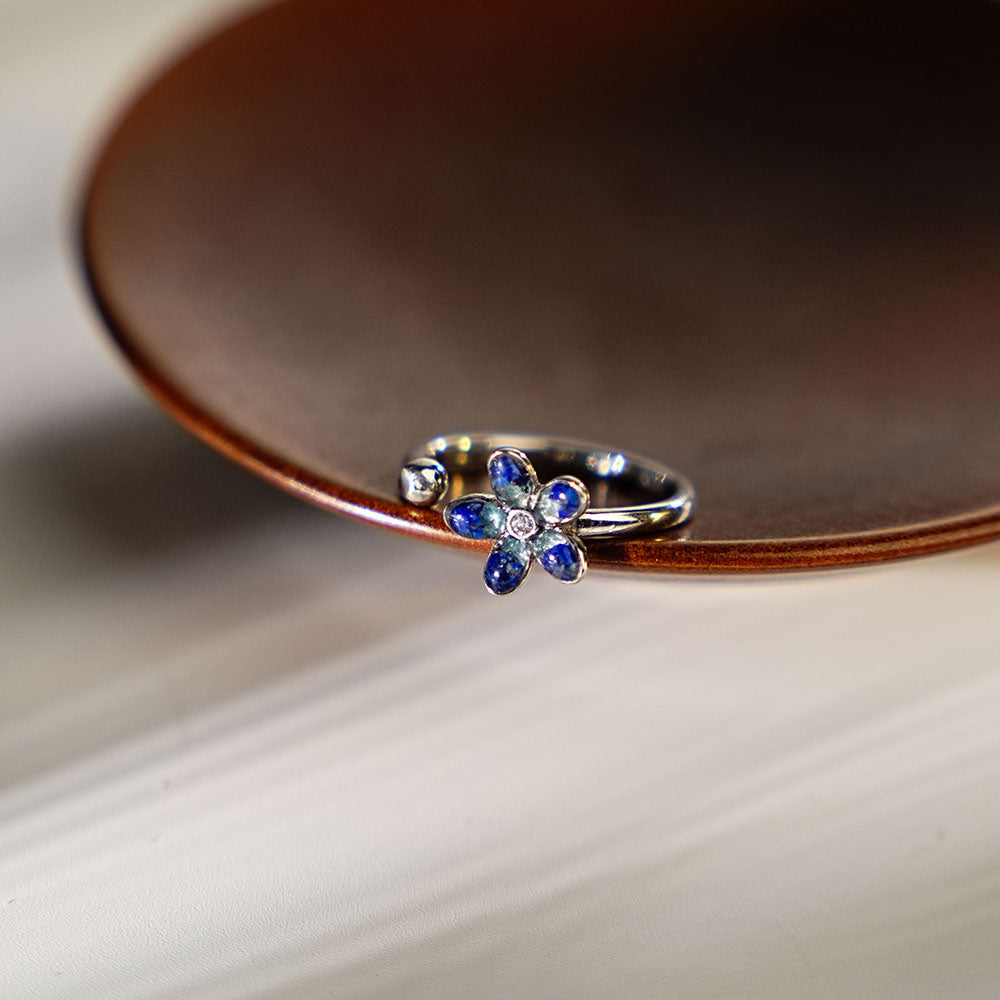 Silver Ring – Royal Blue Daisy