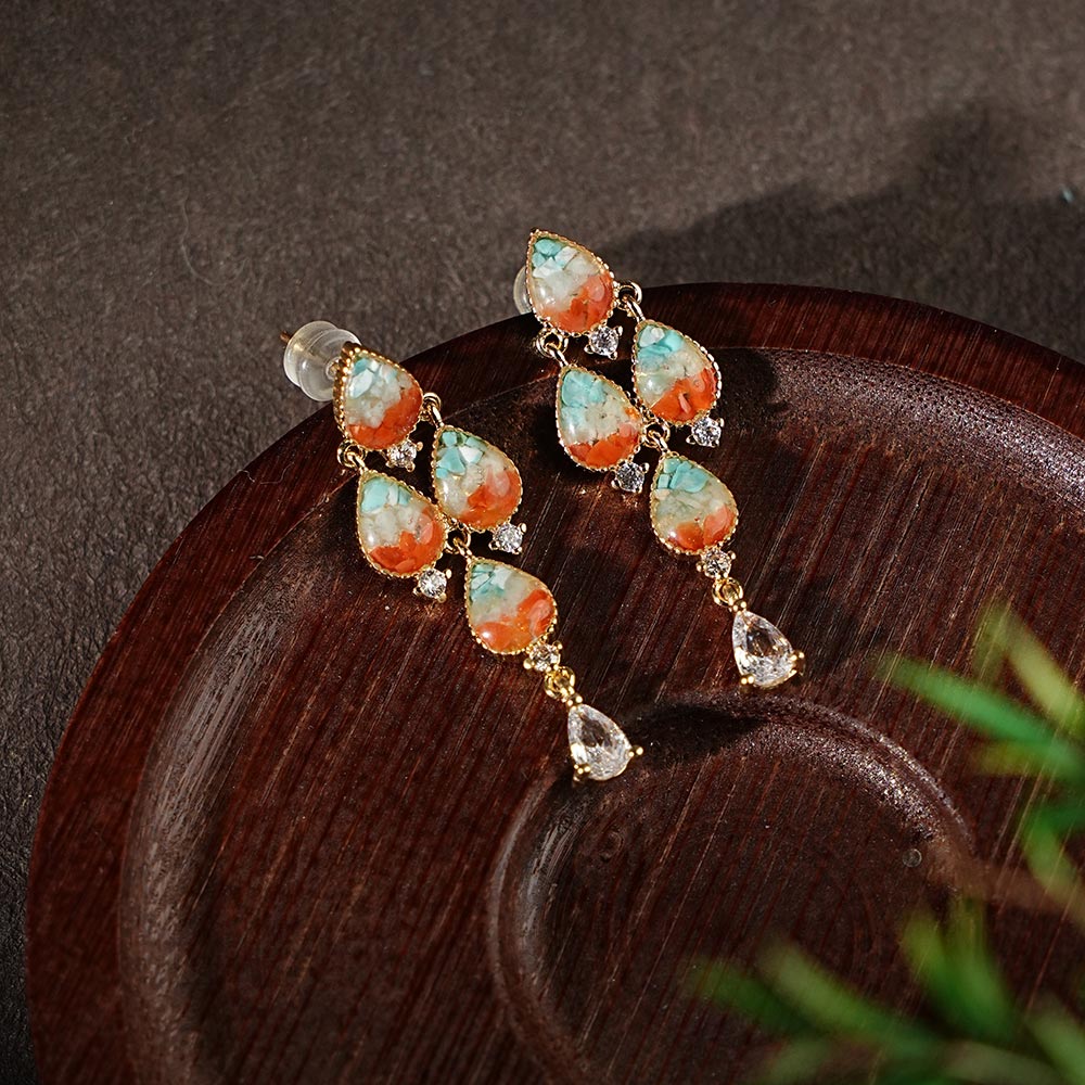 Stud Earrings – Dunhuang Red Nanhong Teardrop