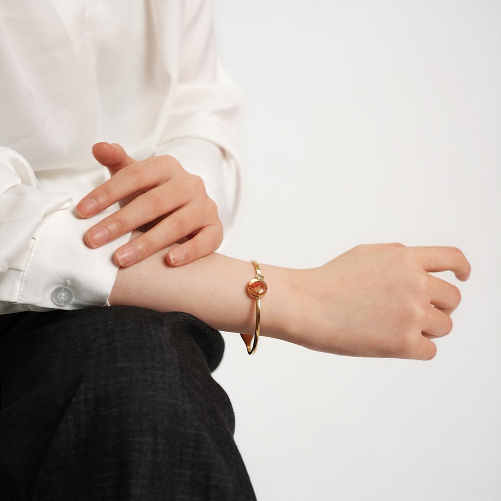 Color Stone Inlay Bracelet: Red Hot Collection - Round Bead Style