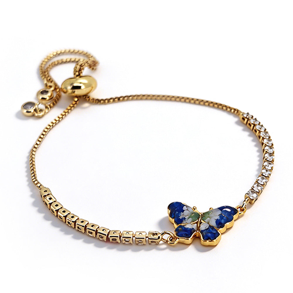 Color Stone Inlay Butterfly Bracelet – B Variant, Blue & White Series