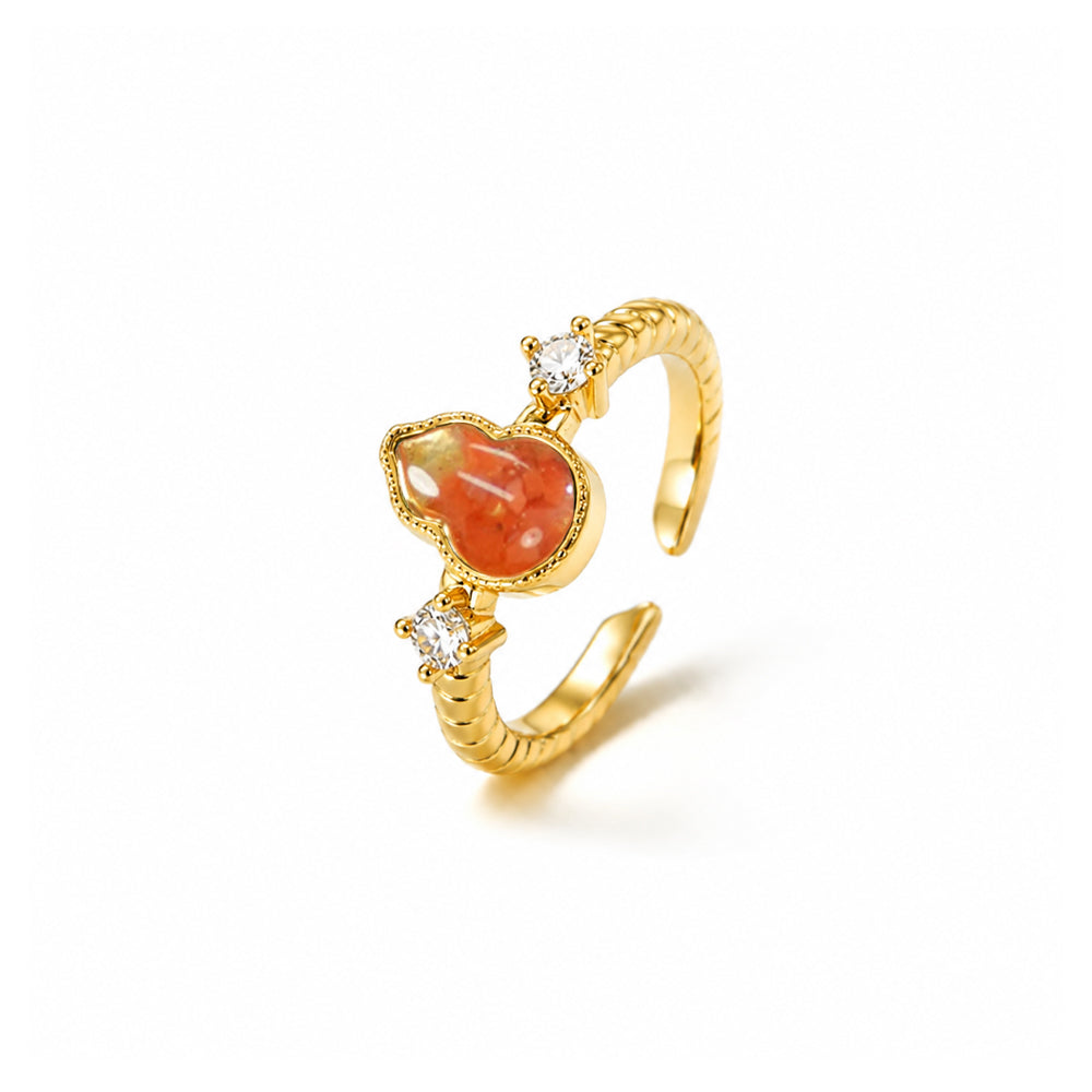 Color Stone Inlay Ring – Prosperous Red Gourd
