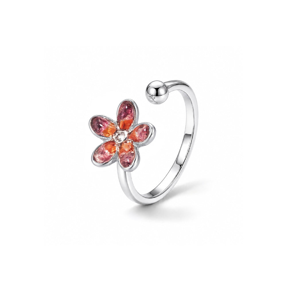 Color Stone Inlay Silver Ring – Plum Daisy