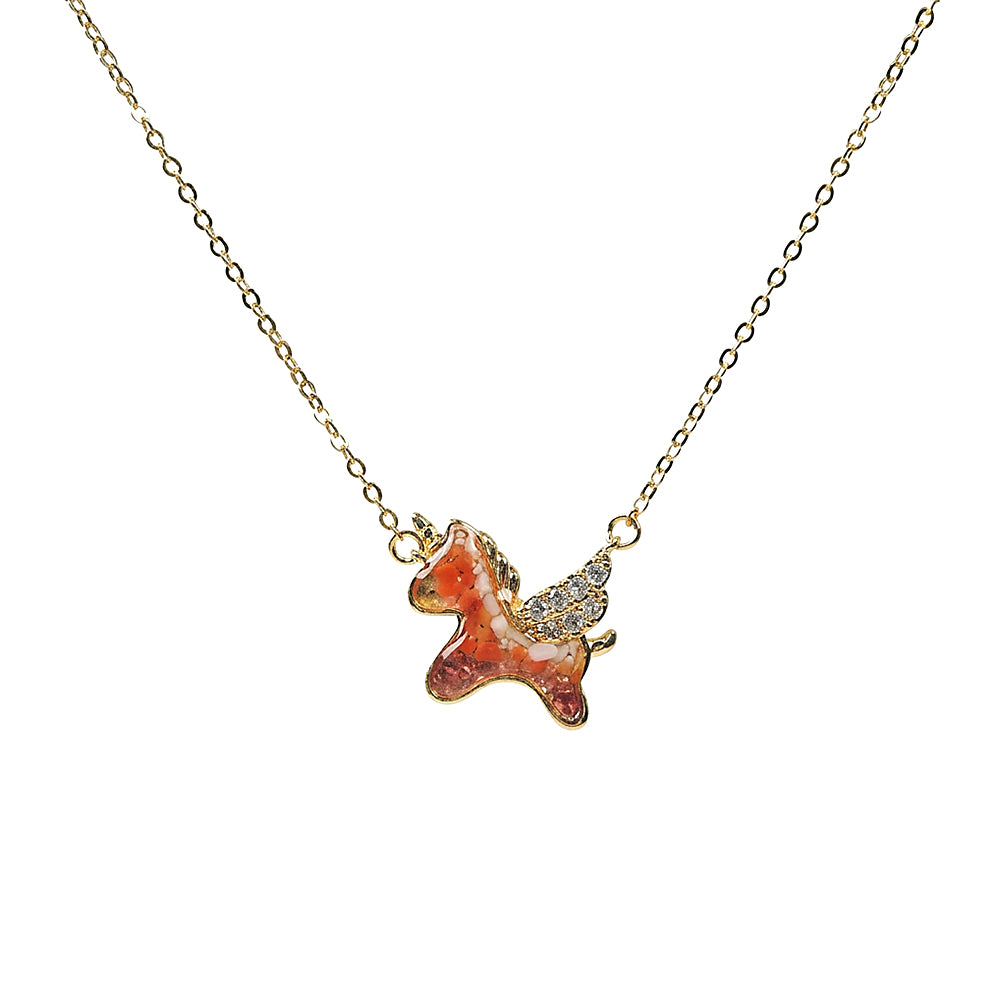 Color Stone Inlay Unicorn Necklace – Red & Prosperous Series