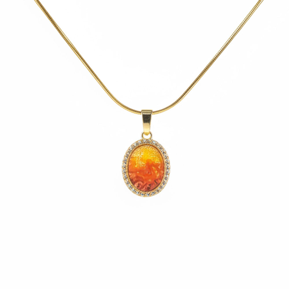 Color Stone Inlay Necklace – Red