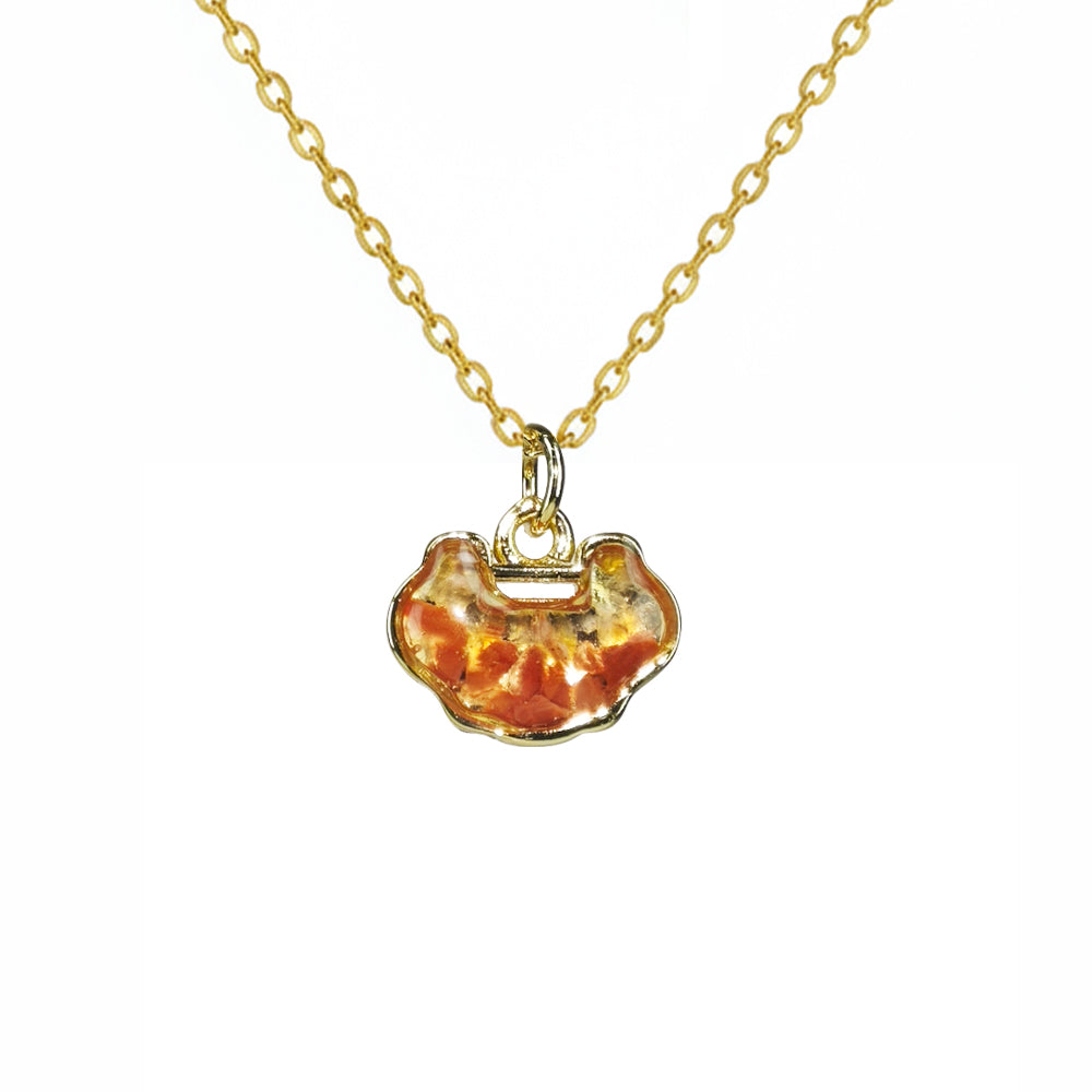 Color Stone Inlay Necklace – Longevity Lock, Prosperous Red