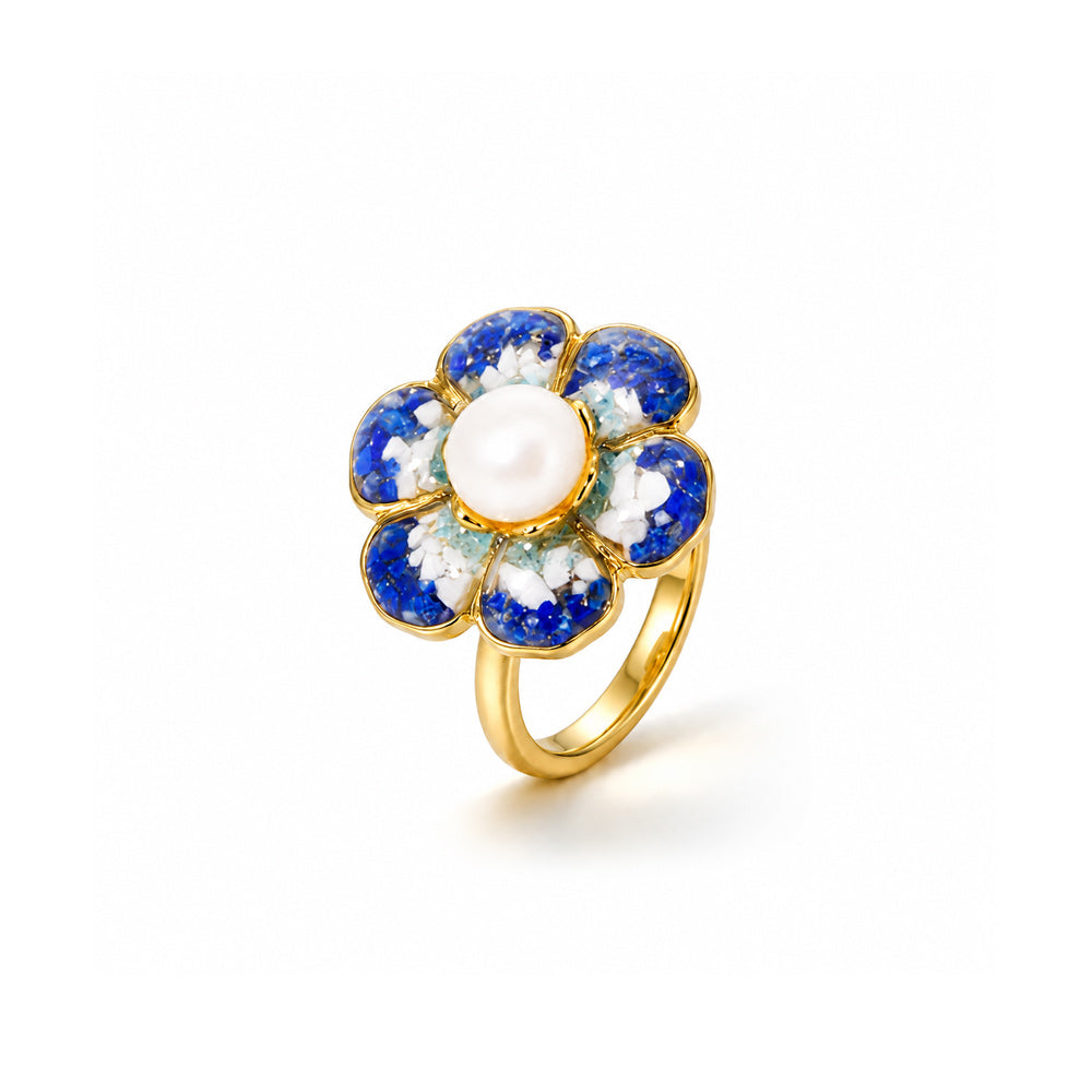 Colored Stone Inlaid Dunhuang Baoxiang Flower Ring
