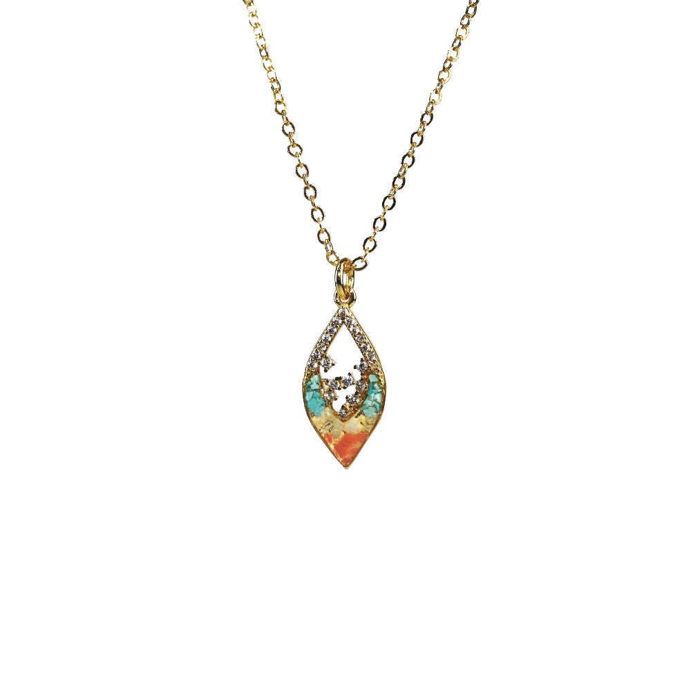 Color Stone Inlay Necklace – Hollow Diamond, Dunhuang Red
