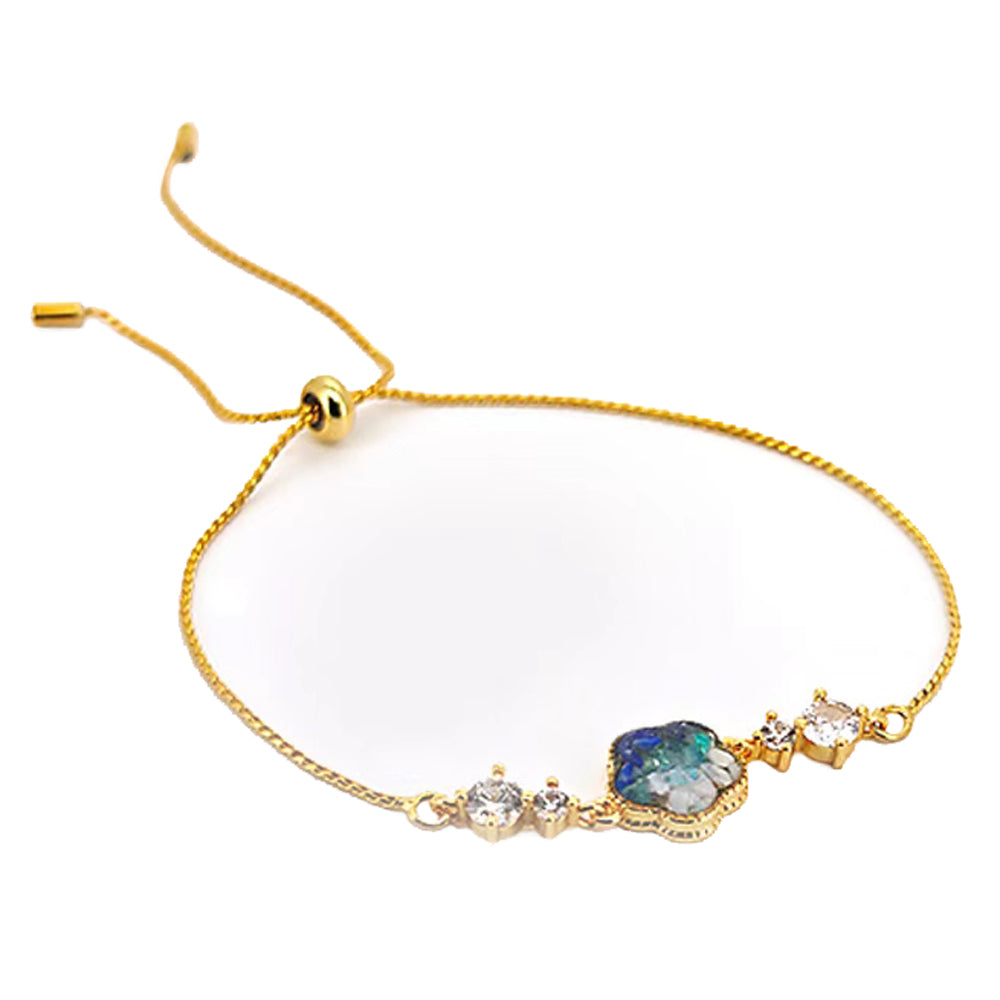 Color Stone Inlay Bracelet – Plum Blossom with Crystals, Blue & White