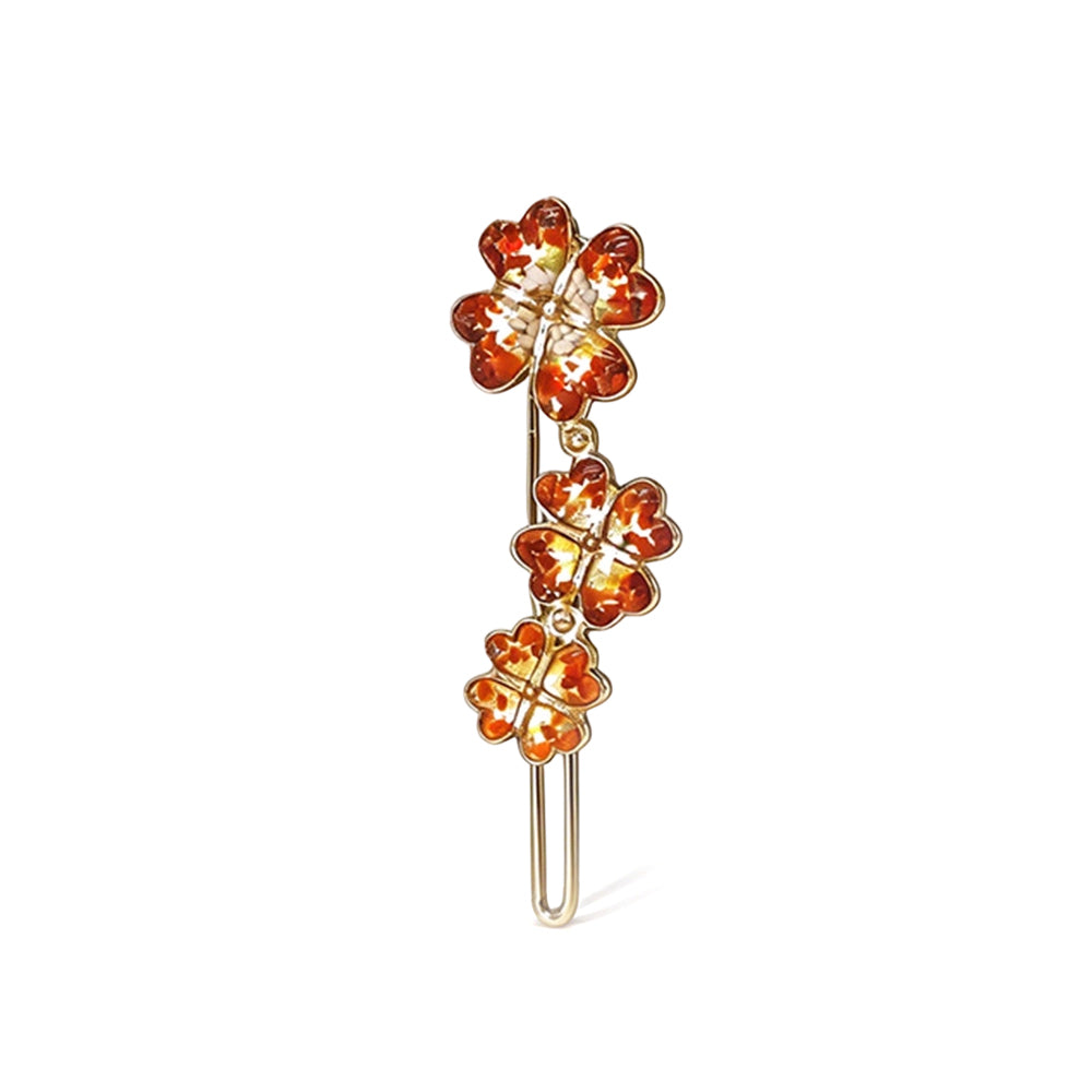 Colorful Stone Inlay Four-Leaf Clover Hair Clip