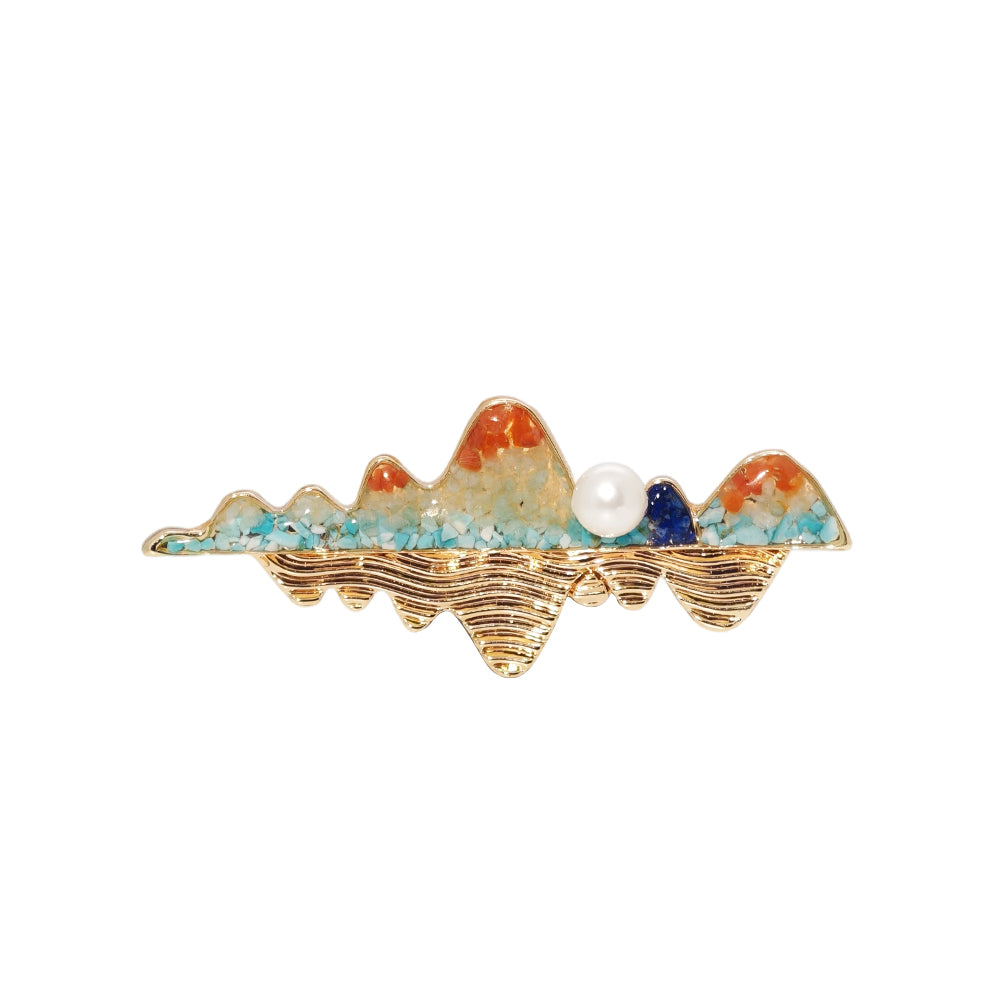 Dunhuang Stone Inlay Landscape Reflection Brooch